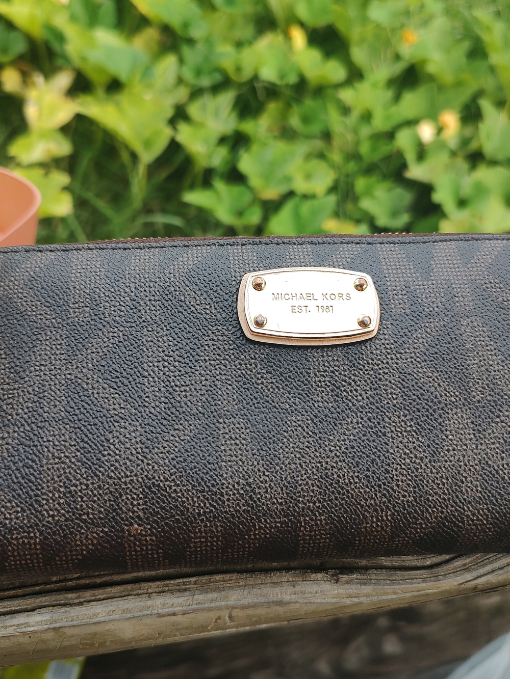 Michael Kors Black Signature Wallet with Gold Plaque